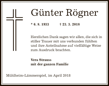 Traueranzeige von Günter Rögner von Offenbach