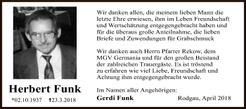 Traueranzeige von Herbert Funk von Offenbach