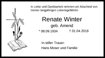 Traueranzeige von Renate Winter von Offenbach