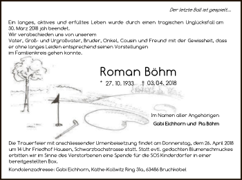 Traueranzeige von Roman Böhm von Offenbach