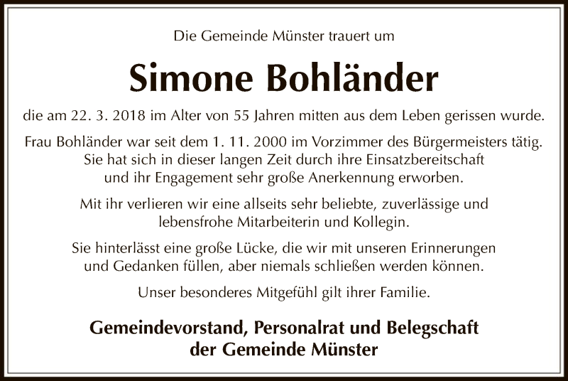  Traueranzeige für Simone Bohländer vom 31.03.2018 aus Offenbach