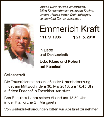 Traueranzeige von Emmerich Kraft von Offenbach