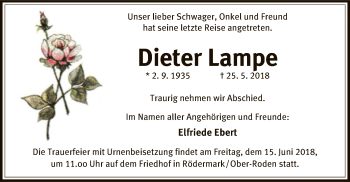 Traueranzeige von Dieter Lampe von Offenbach