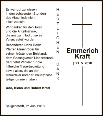 Traueranzeige von Emmerich Kraft von Offenbach