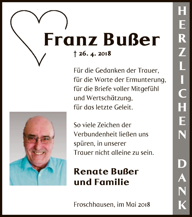  Traueranzeige für Franz Bußer vom 02.06.2018 aus Offenbach
