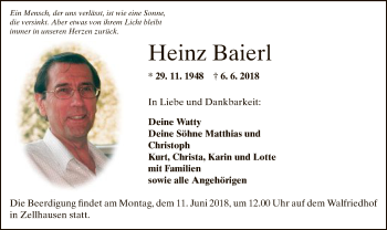 Traueranzeige von Heinz Baierl von Offenbach