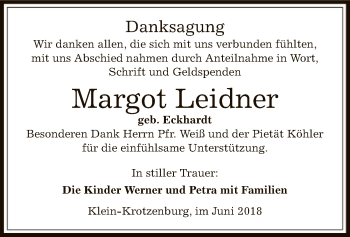 Traueranzeige von Margot Leidner von Offenbach