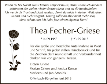 Traueranzeige von Thea Fecher-Griese von Offenbach