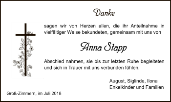 Traueranzeige von Anna Stapp von Offenbach