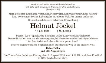 Traueranzeige von Helmut Jöckel von Offenbach