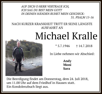 Traueranzeige von Michael Kralle von Offenbach