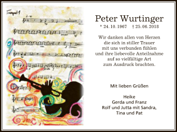 Traueranzeige von Peter Wurtinger von Offenbach