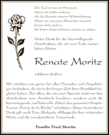 Traueranzeige von Renate Moritz von Offenbach