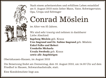 Traueranzeige von Conrad Möslein von Offenbach