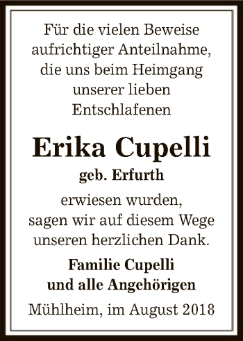 Traueranzeige von Erika Cupelli von Offenbach