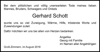 Traueranzeige von Gerhard Schott von Offenbach