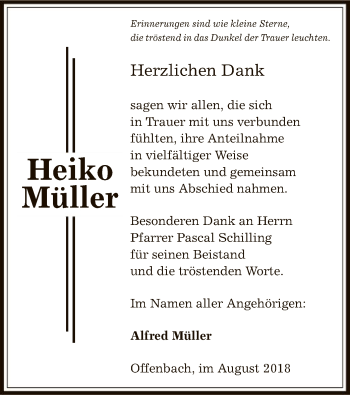Traueranzeige von Heiko Müller von Offenbach