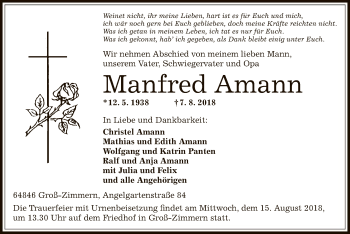 Traueranzeige von Manfred Amann von Offenbach