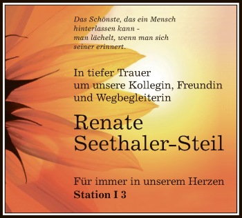 Traueranzeige von Renate Seethaler-Steil von Offenbach