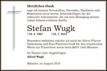 Traueranzeige von Stefan Wugk von Offenbach