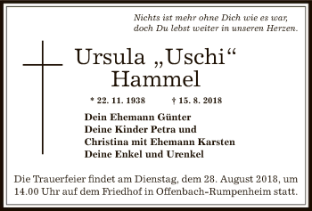 Traueranzeige von Ursula Hammel von Offenbach