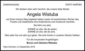 Traueranzeige von Angela Wistuba von Offenbach