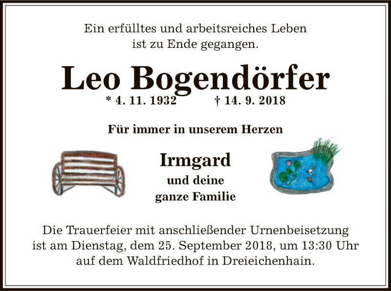  Traueranzeige für Leo Bogendörfer vom 21.09.2018 aus Offenbach