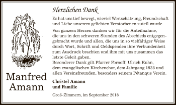 Traueranzeige von Manfred Amann von Offenbach