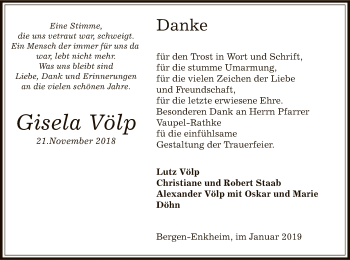 Traueranzeige von Gisela Völp von Offenbach