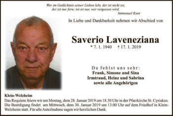 Traueranzeige von Saverio Laveneziana von Offenbach