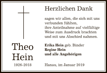 Traueranzeige von Theo Hein von Offenbach