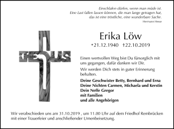 Traueranzeige von Erika Löw von Offenbach