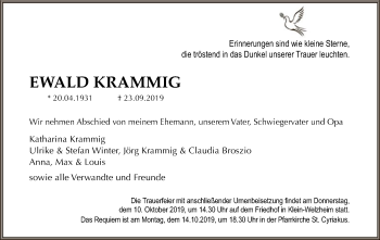 Traueranzeige von Ewald Krammig von Offenbach