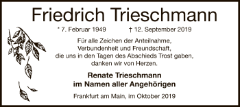 Traueranzeige von Friedrich Trieschmann von Offenbach