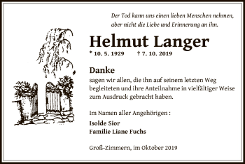 Traueranzeige von Helmut Langer von Offenbach