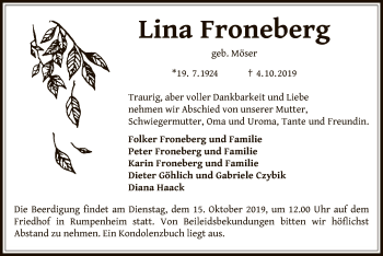 Traueranzeige von Lina Froneberg von Offenbach