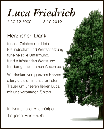 Traueranzeige von Luca Friedrich von Offenbach