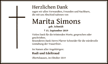 Traueranzeige von Marita Simons von Offenbach