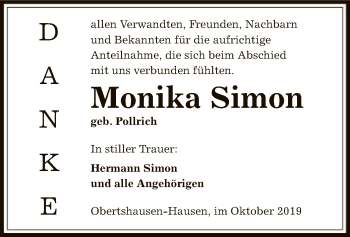 Traueranzeige von Monika Simon von Offenbach