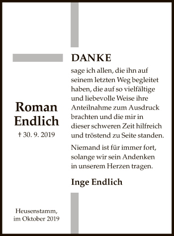 Traueranzeige von Roman Endlich von Offenbach