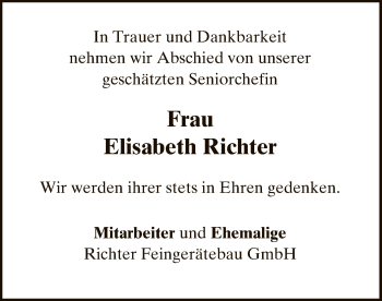 Traueranzeige von Elisabeth Richter von Offenbach