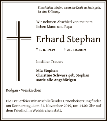 Traueranzeige von Erhard Stephan von Offenbach