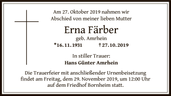 Traueranzeige von Erna Färber von Offenbach