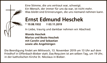 Traueranzeige von Ernst Edmund Heschek von Offenbach