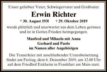 Traueranzeige von Erwin Richter von Offenbach