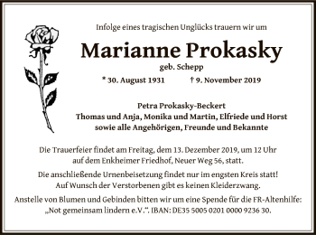 Traueranzeige von Marianne Prokasky von Offenbach