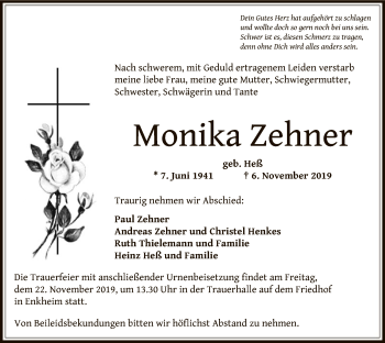 Traueranzeige von Monika Zehner von Offenbach