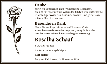 Traueranzeige von Rosalba Schaaf von Offenbach