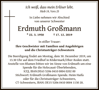 Traueranzeige von Erdmuth Großmann von Offenbach