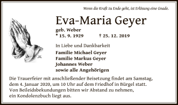 Traueranzeige von Eva-Maria Geyer von Offenbach